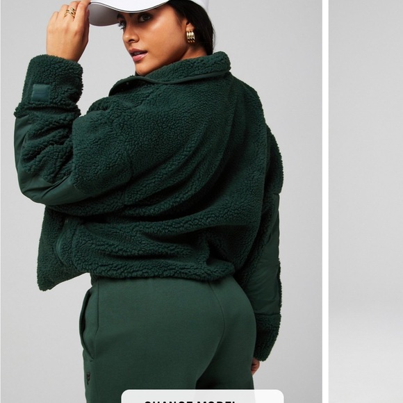 NWT Fabletics Dark Green Teddy Jacket size XL - Picture 3 of 10